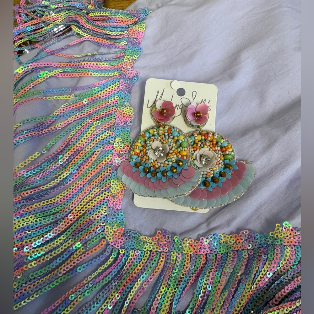 Mustang Sally’s Beaded & Sequin Earrings - Picture 2 of 2
